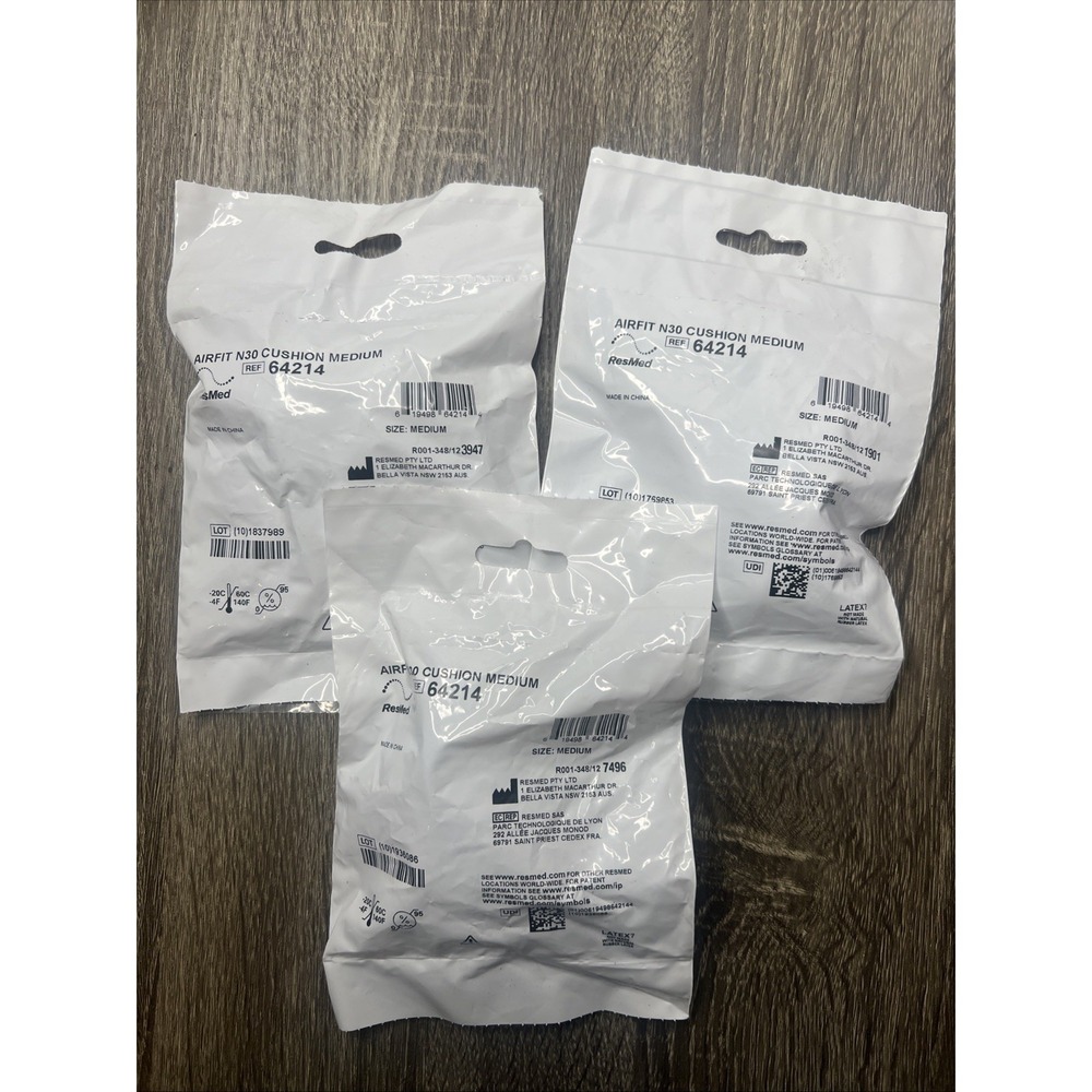 Lot of 3 ResMed AirFit N30 Medium Replacement Cushions 64214 NIP New Sealed